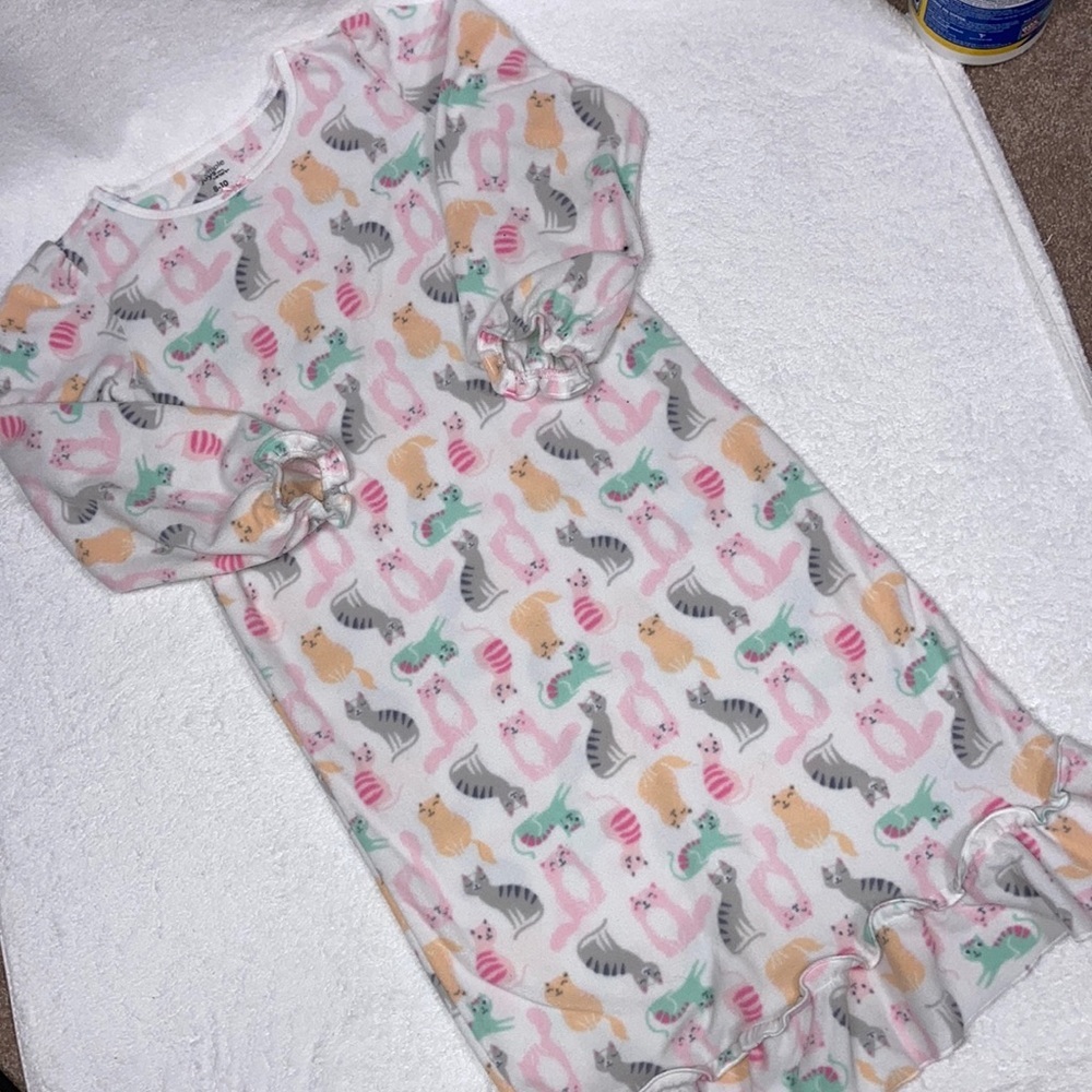 Carters fleece kitty cat king sleeve night gown 8/10